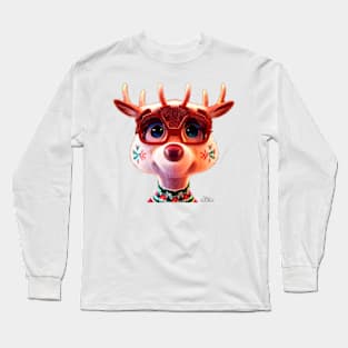 Cute Christmas Reindeer Long Sleeve T-Shirt